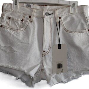 Levis Women's 501 High Rise Shorts White Size 28 NWT